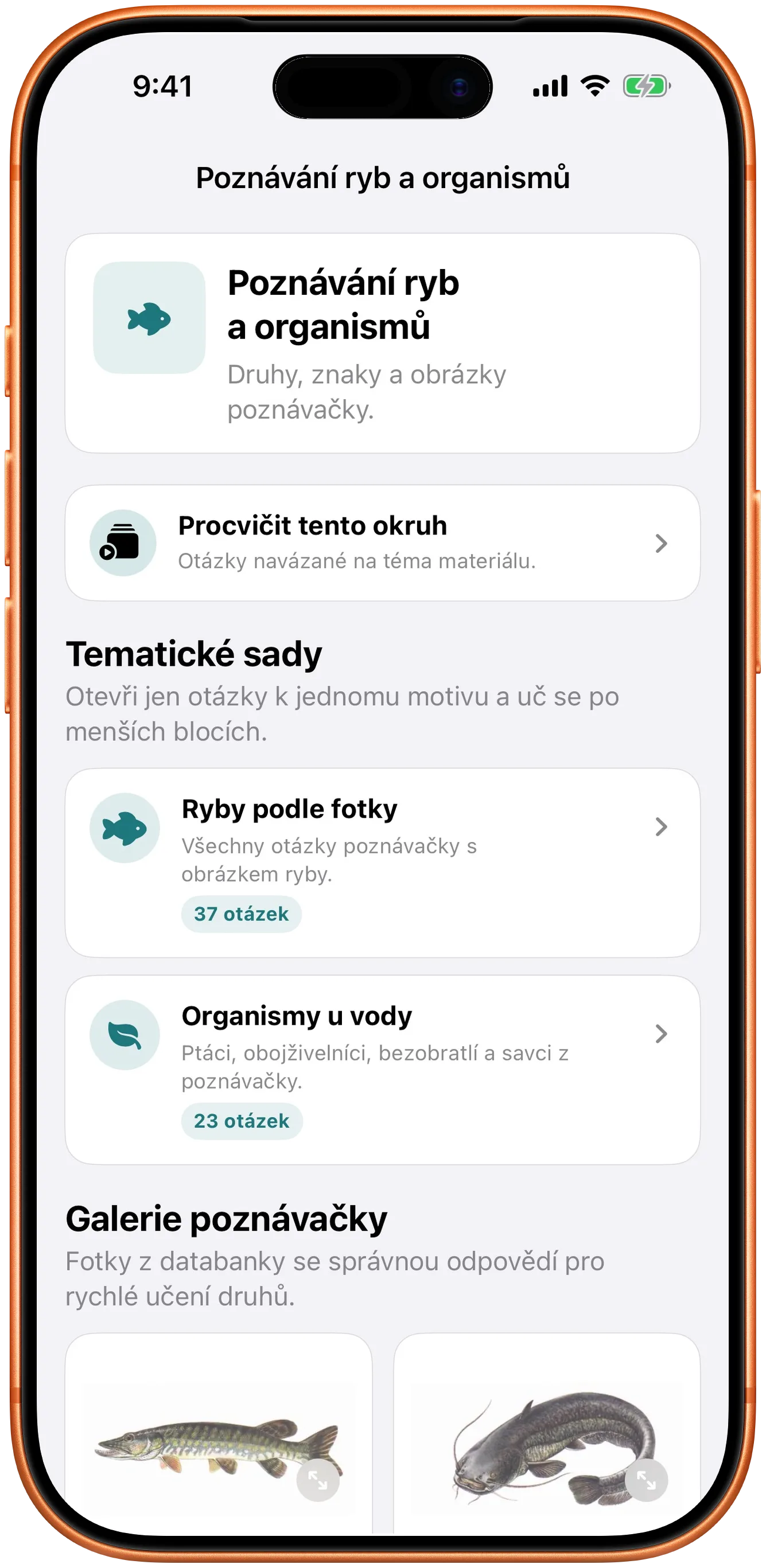 Poznávačka ryb a organismů s galerií fotografií