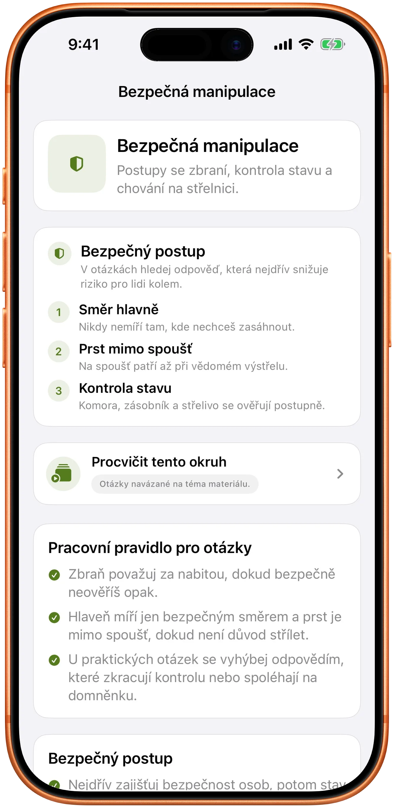 Kapitola o bezpečné manipulaci se zbraní