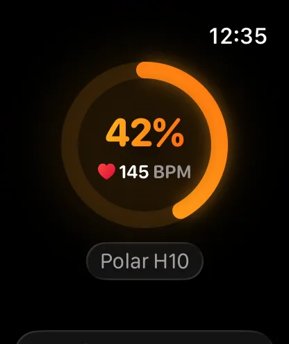HRM Battery showing a strap at 42 percent charge