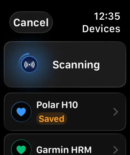 HRM Battery saved device screen