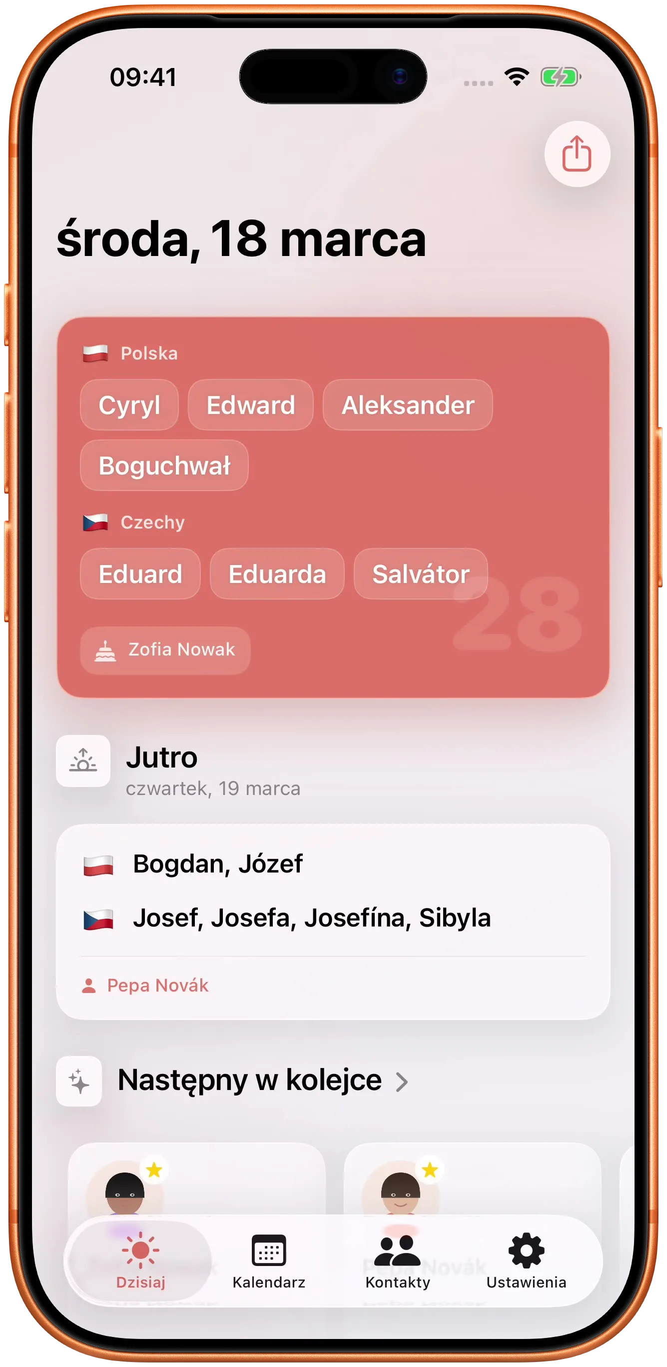 Dzisiejsze imiona, jutrzejsze i święta wokół.