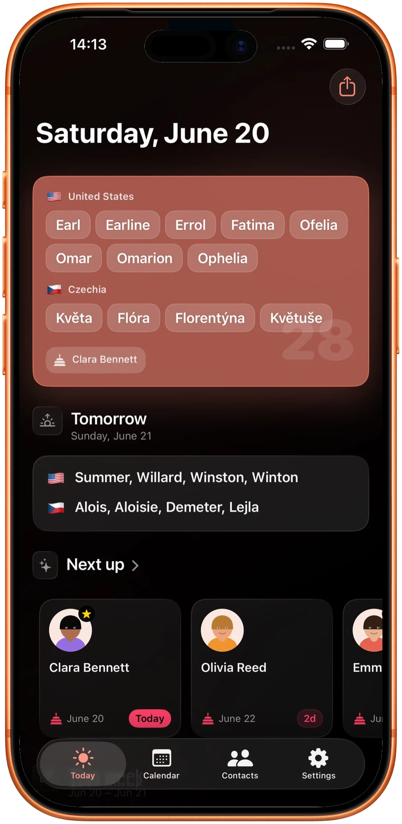 Nomina today overview with name days and holidays