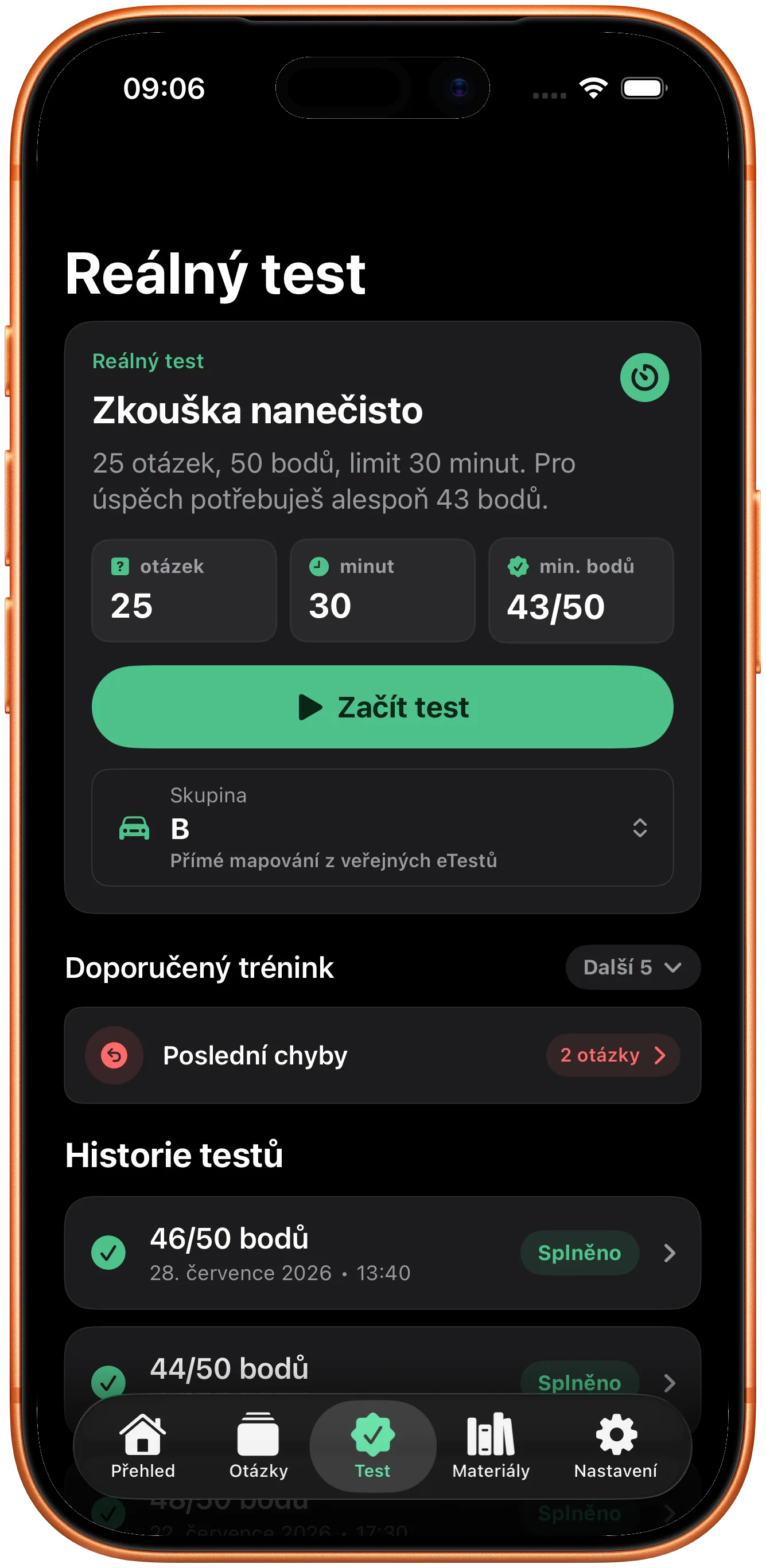 Mock eTesty exam in Czech Driving Test 2026