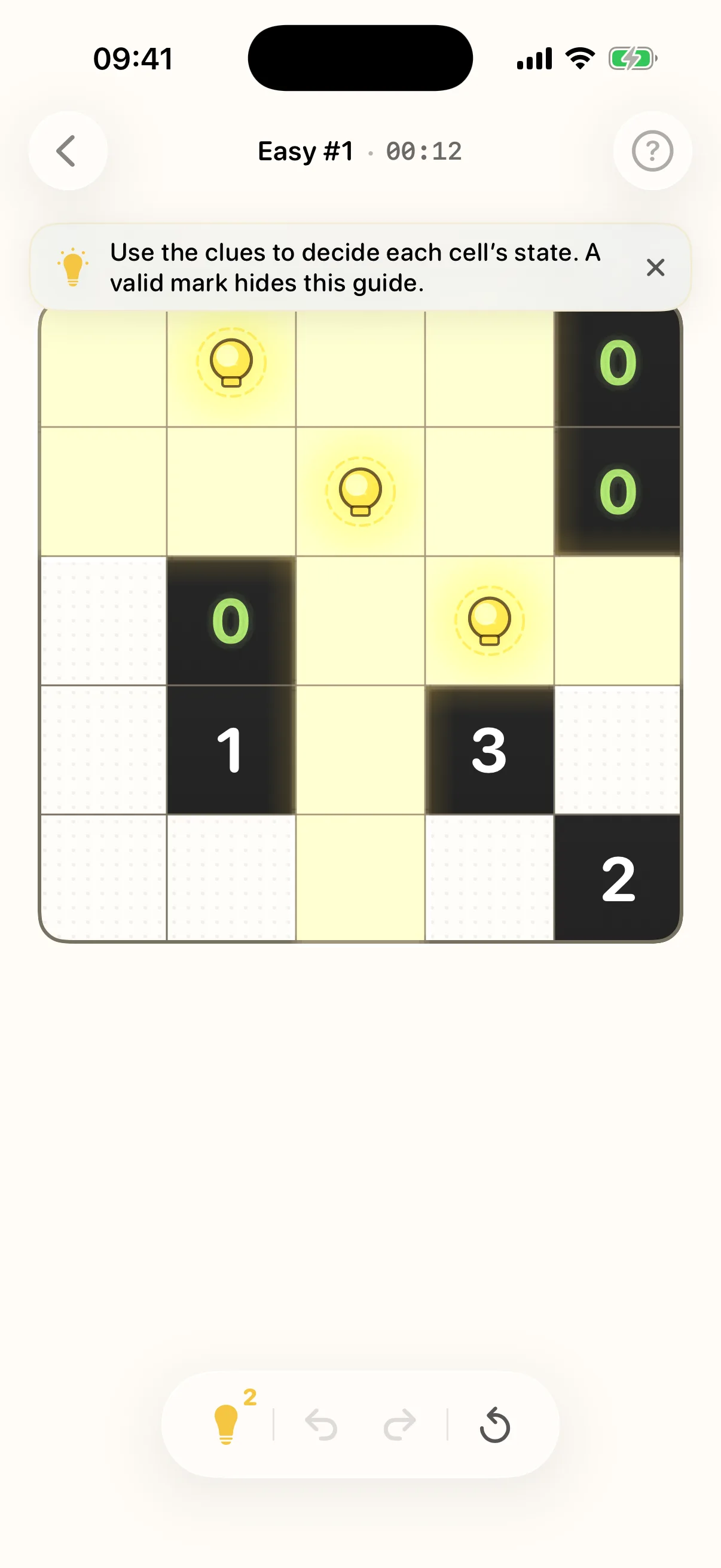 Akari Glow on iPhone with a partly solved board
