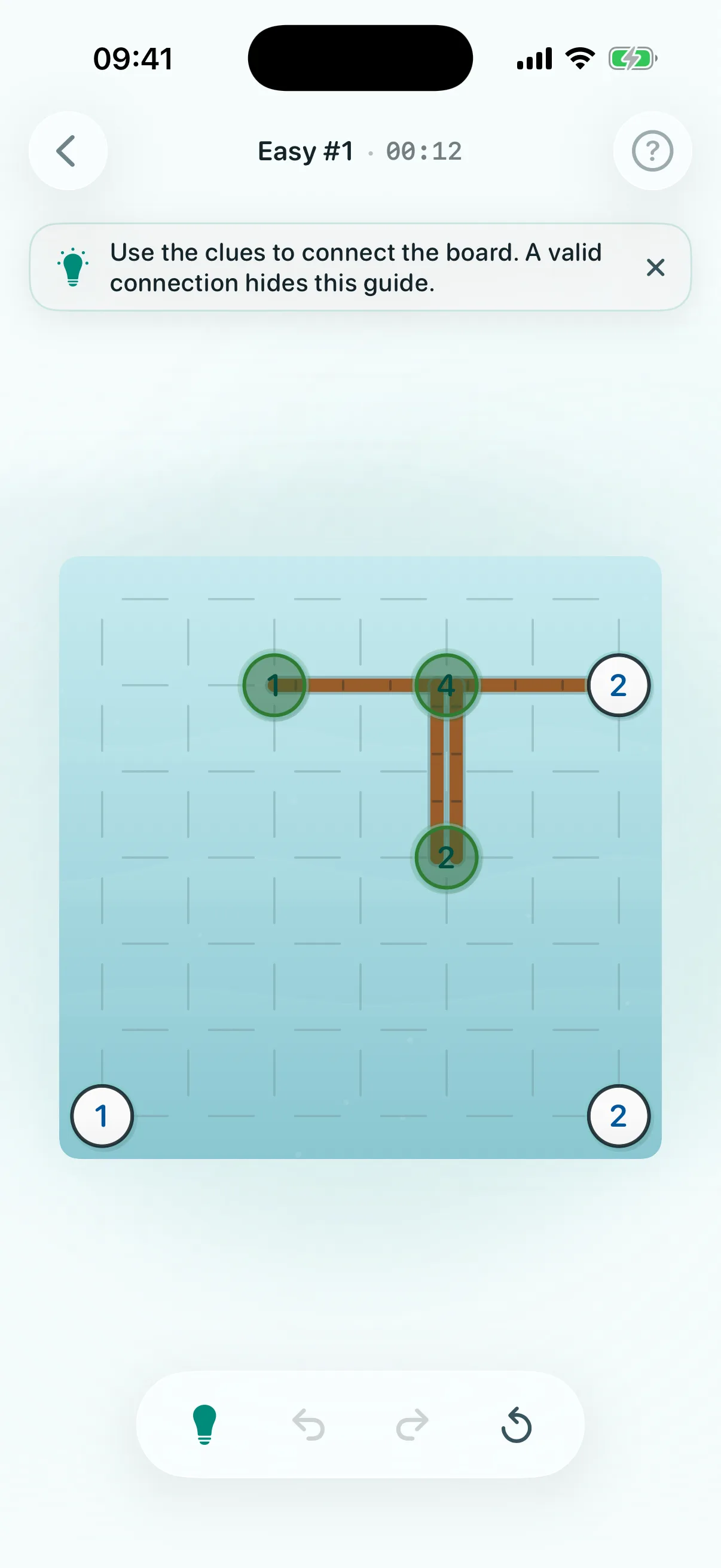 Hashi on iPhone with a partly solved board