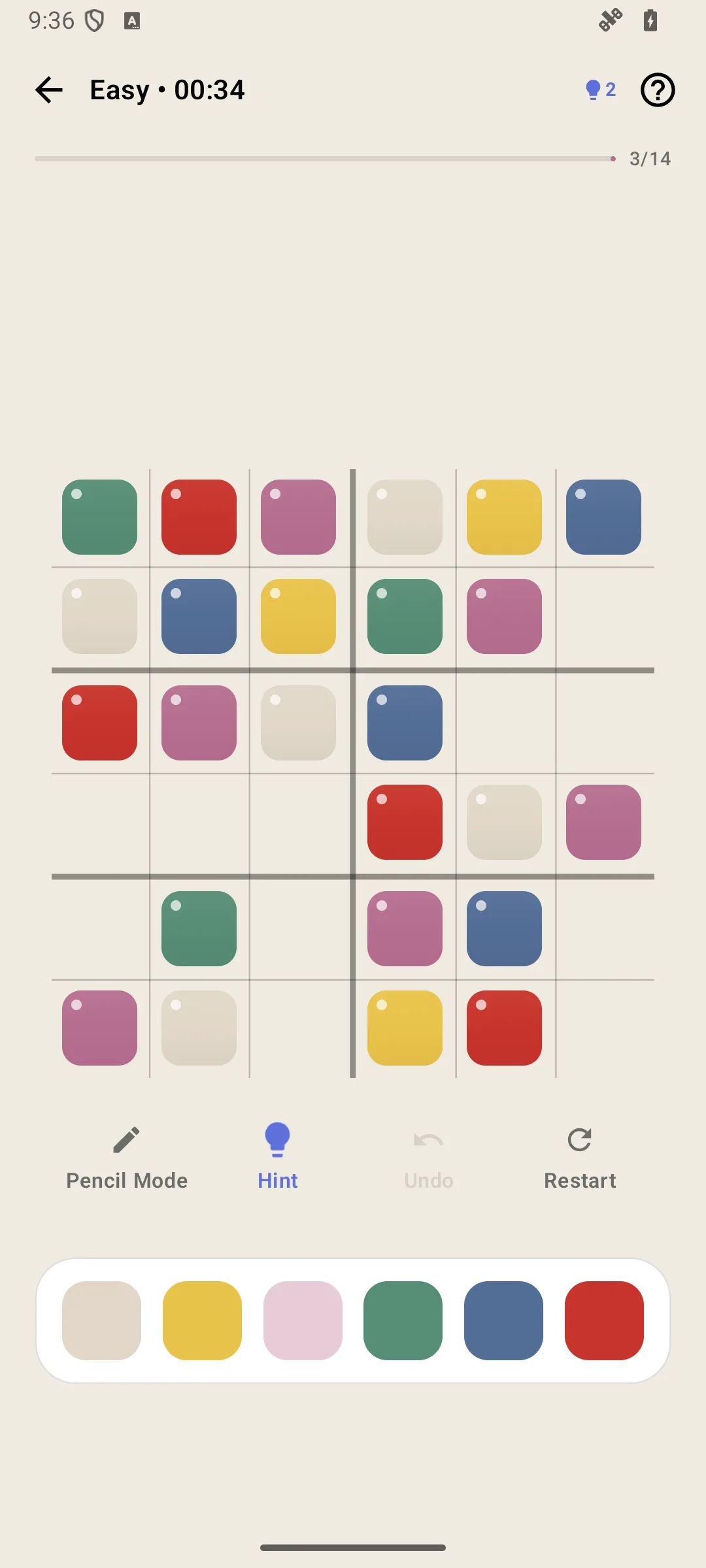 MiniHue on Android with a partly solved board