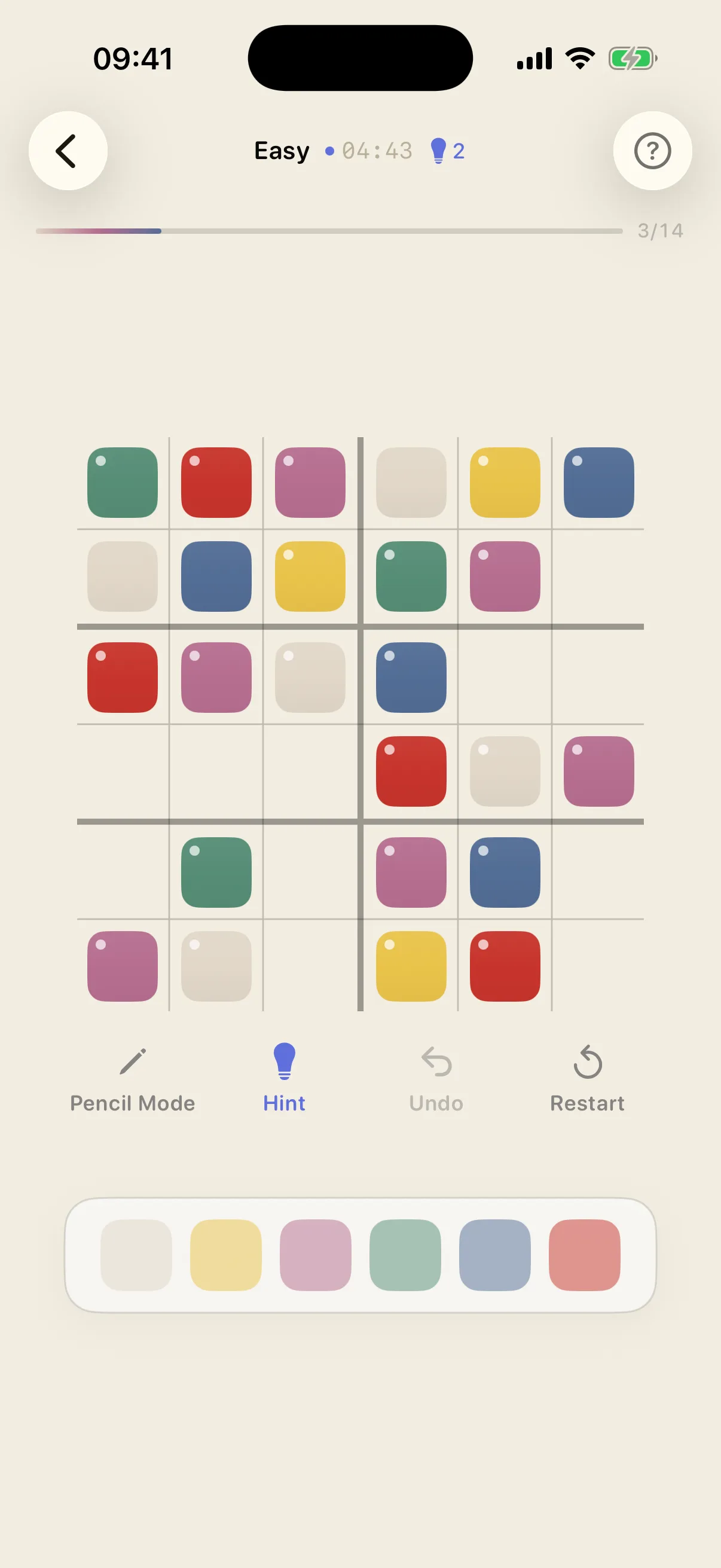MiniHue on iPhone with a partly solved board