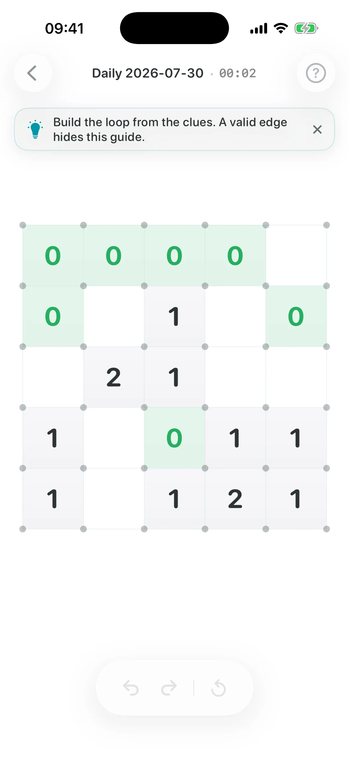 Slitherlink on iPhone showing a puzzle board