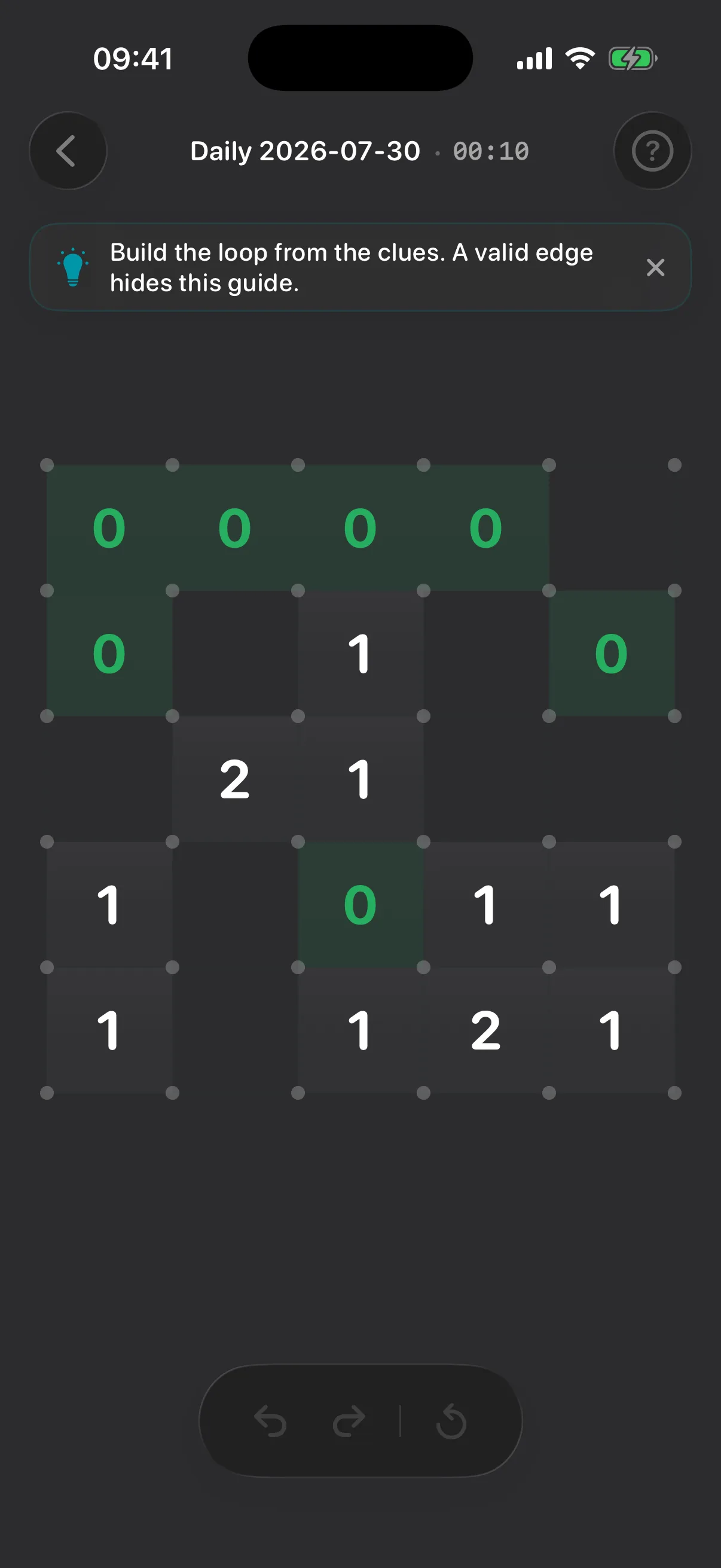 Slitherlink on iPhone in dark mode