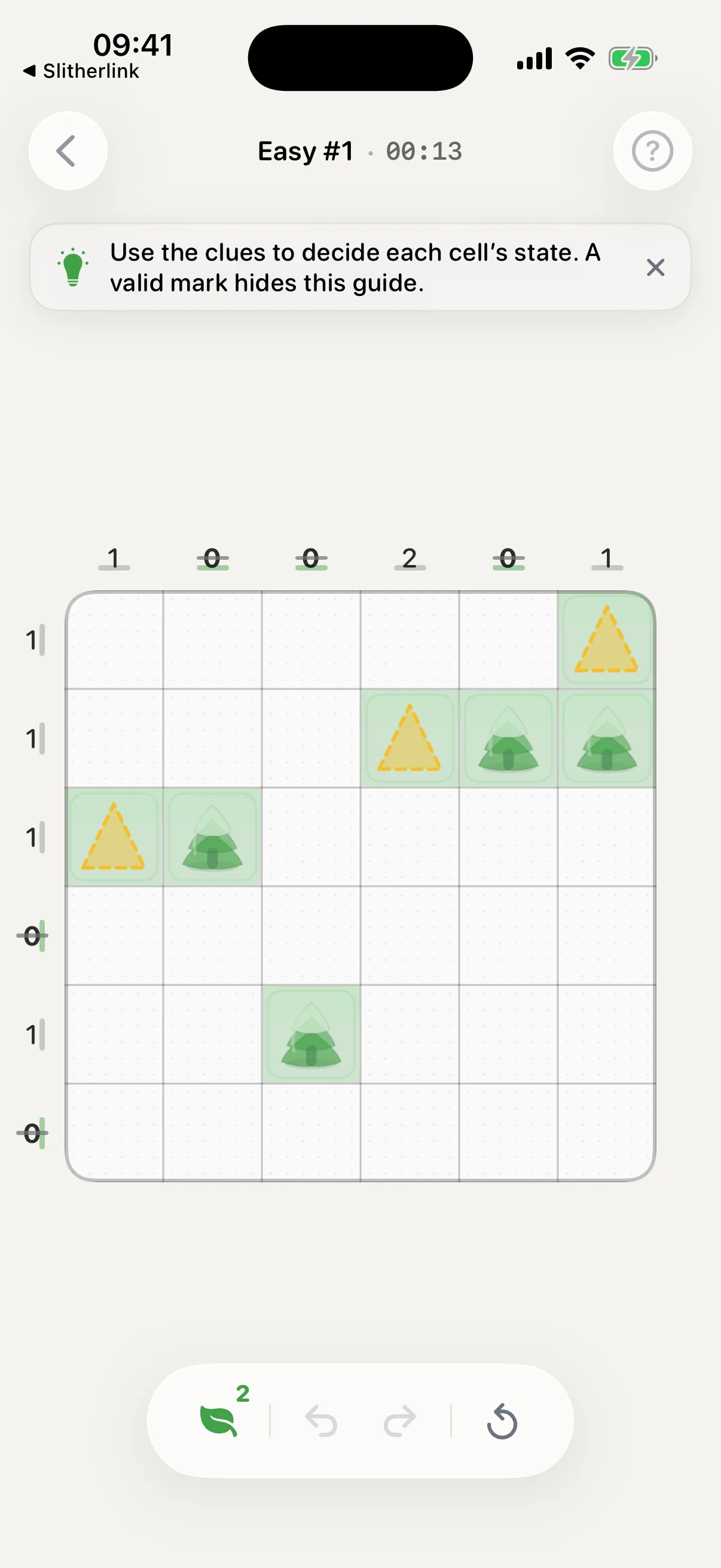 Forest Camp on iPhone with a partly solved board