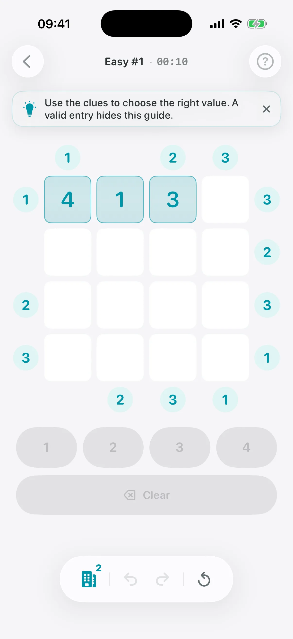 Towers on iPhone with a partly solved board