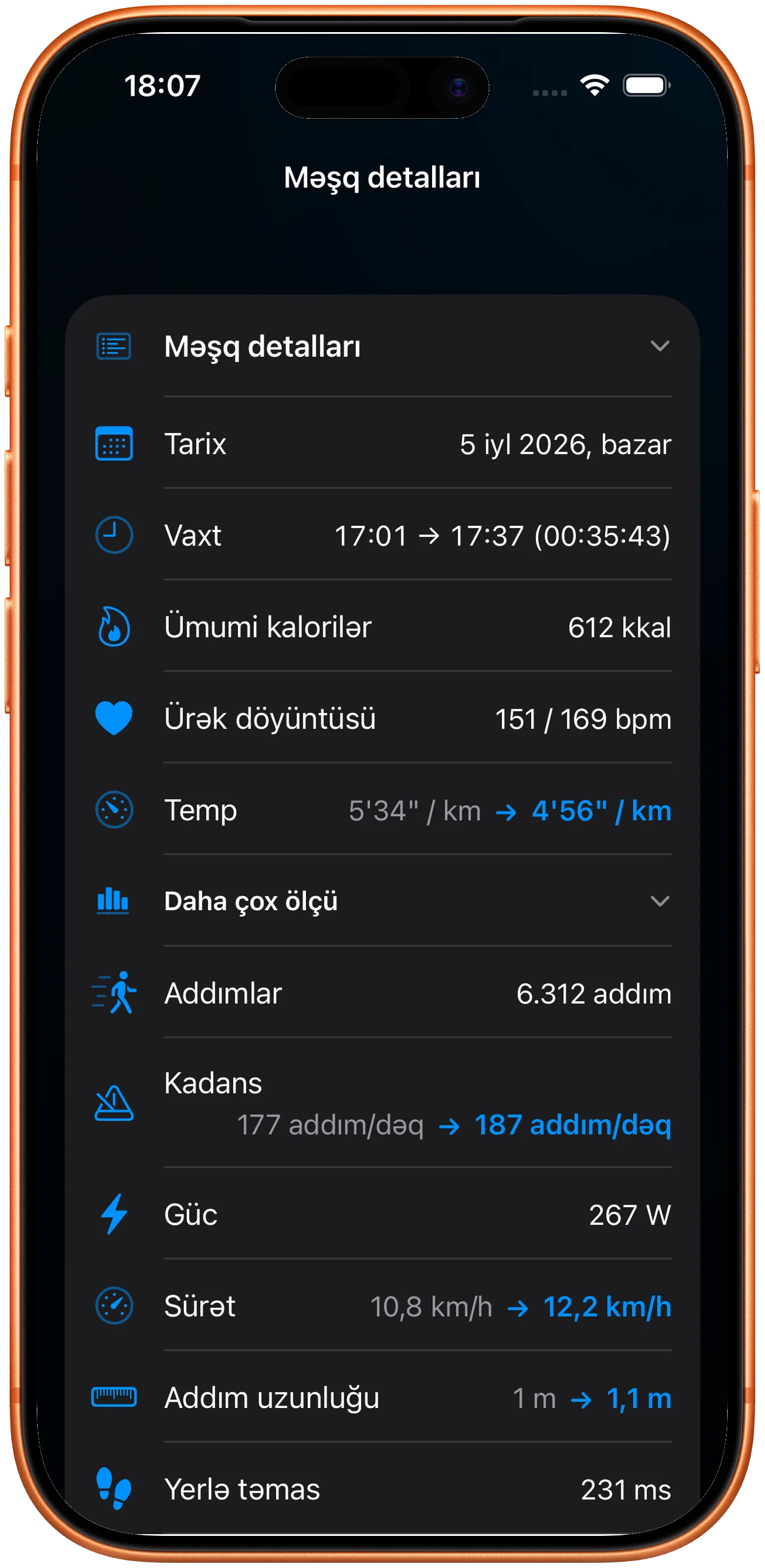 Nəbz, kadens və gücün qorunduğu məşq təfərrüatları