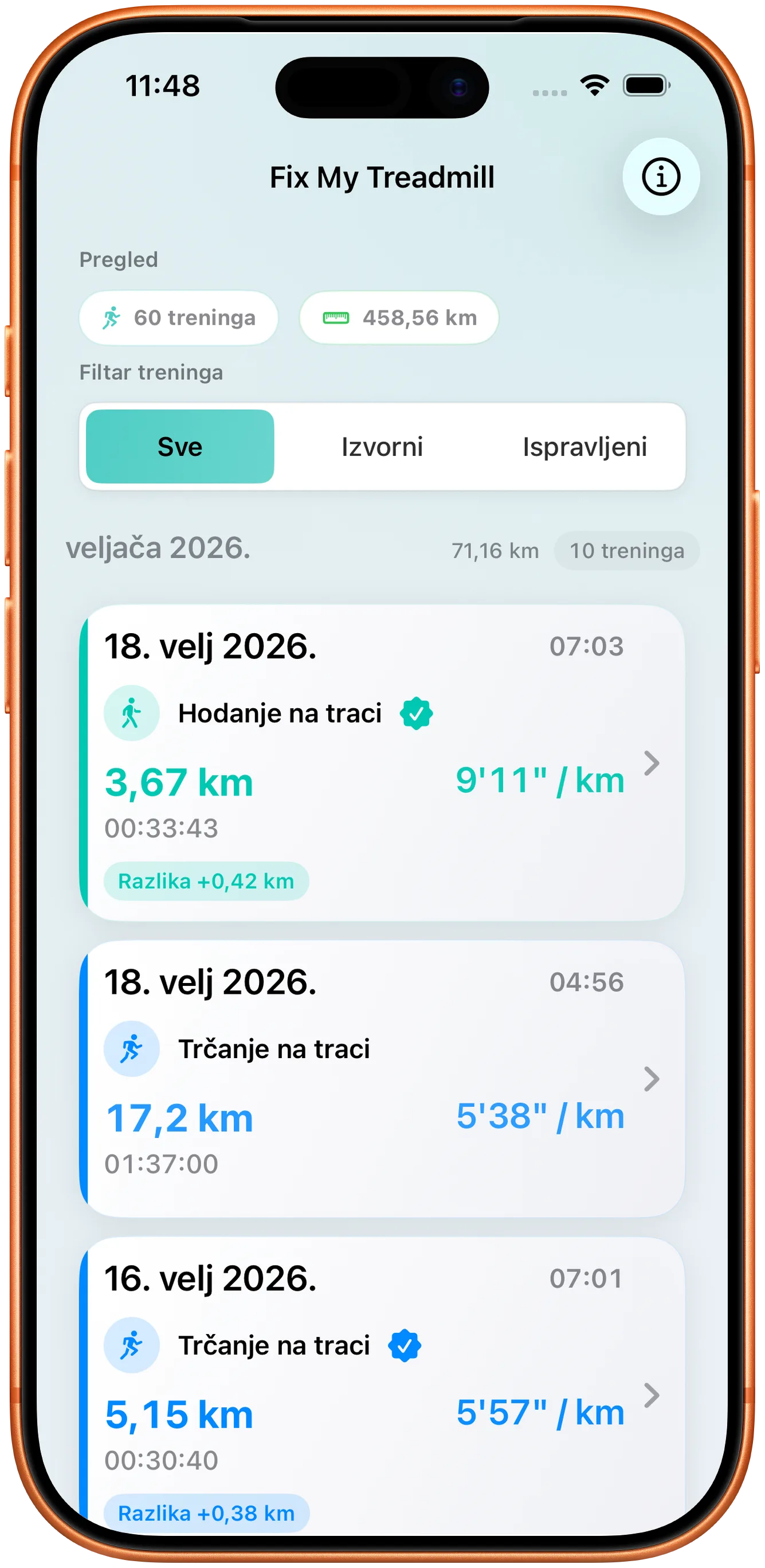 Popis treninga u svijetlom načinu