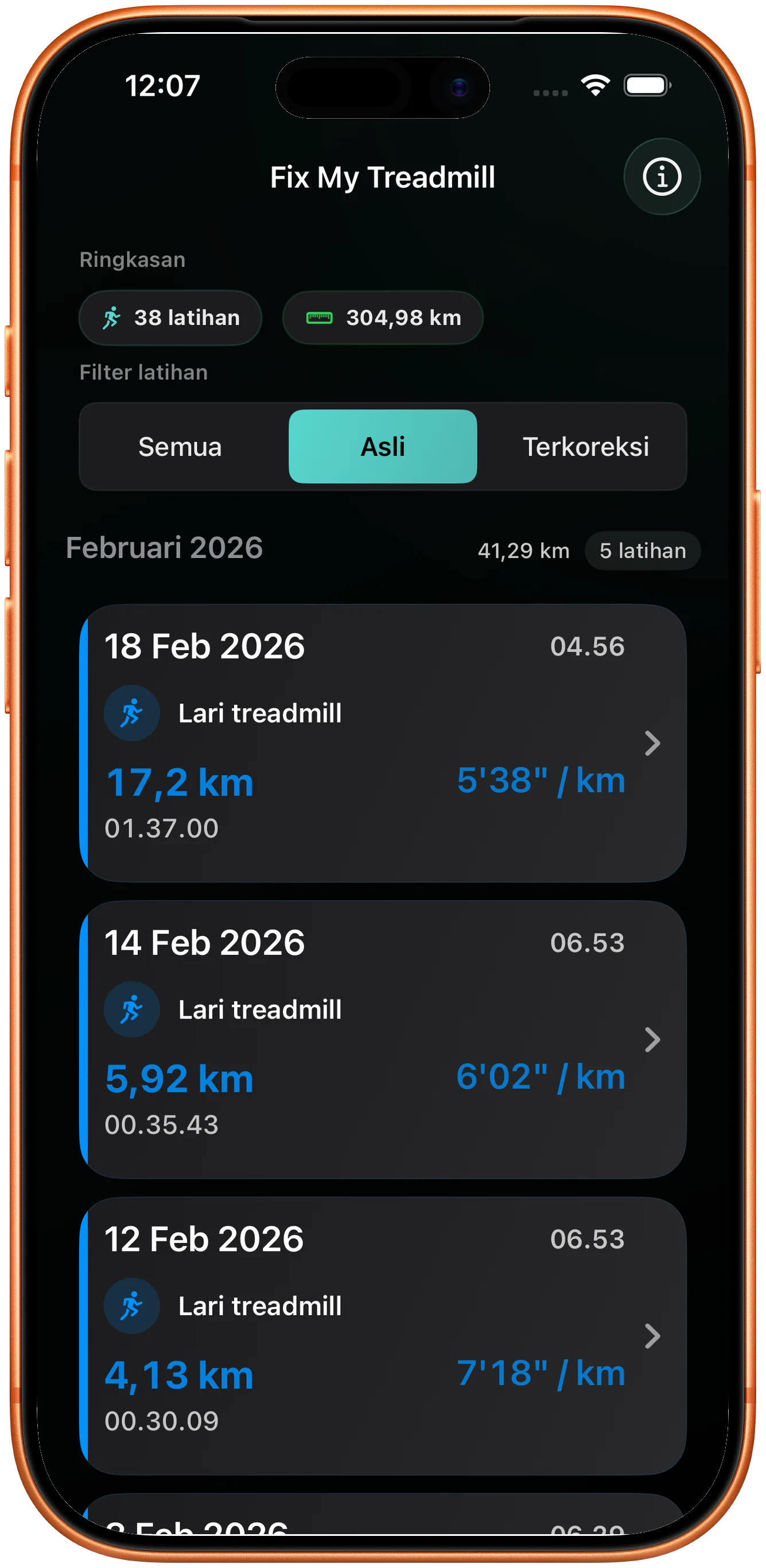 Daftar latihan dengan satu lari yang jaraknya perlu diperbaiki
