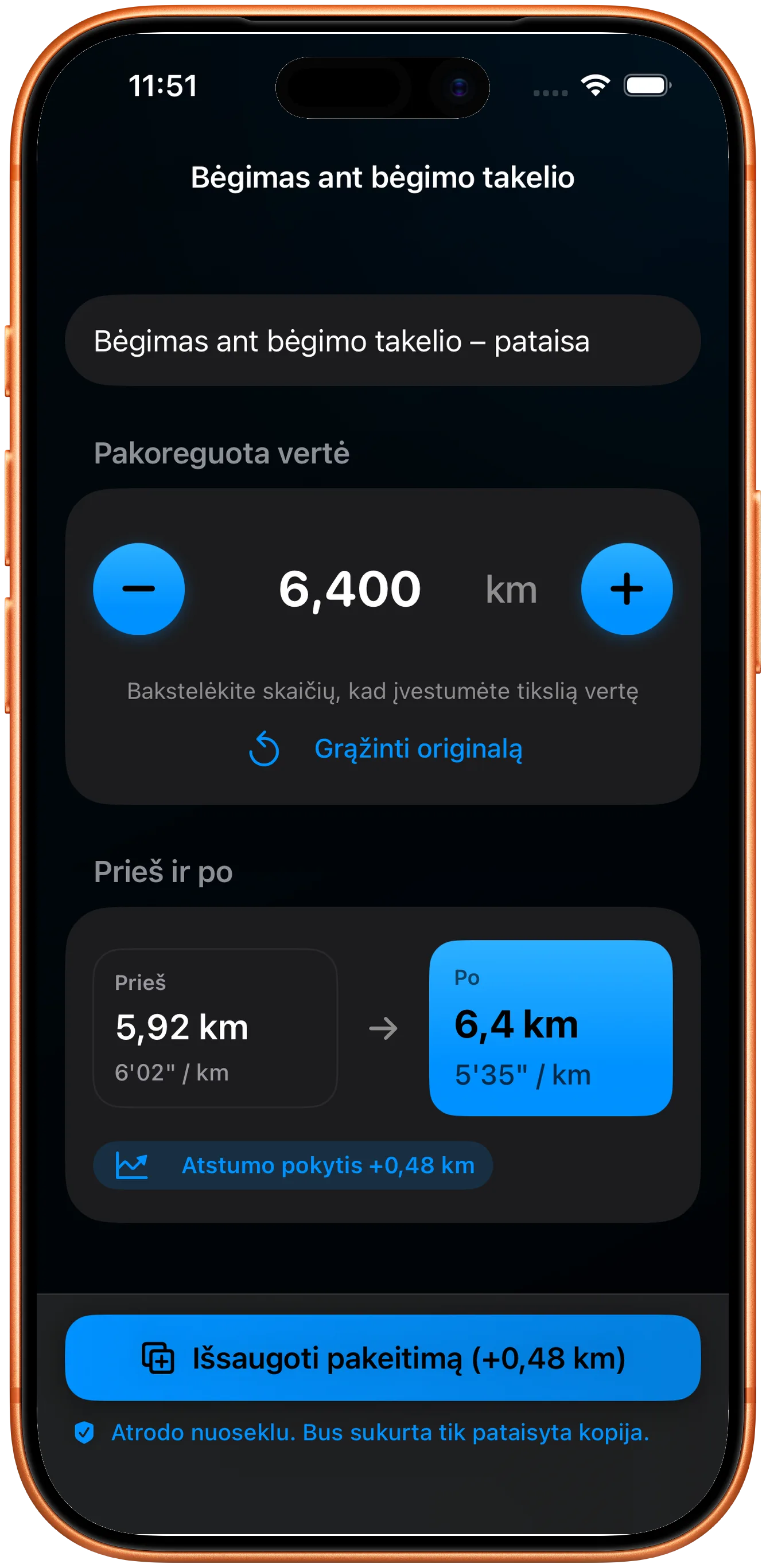 Rengyklė pataisytam atstumui įvesti