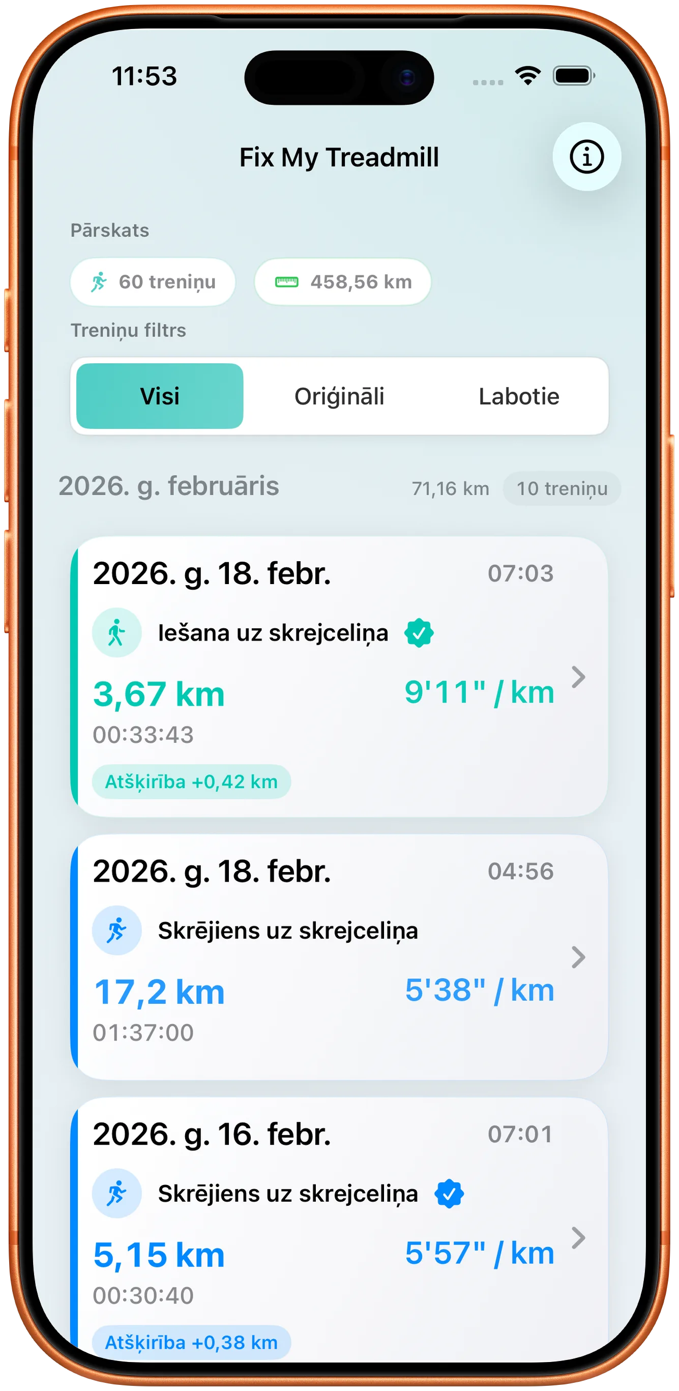 Treniņu saraksts gaišajā režīmā