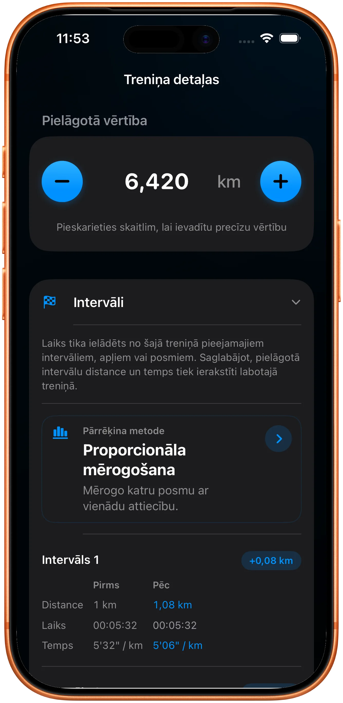 Pēc labojuma proporcionāli pārrēķināts posmu saraksts