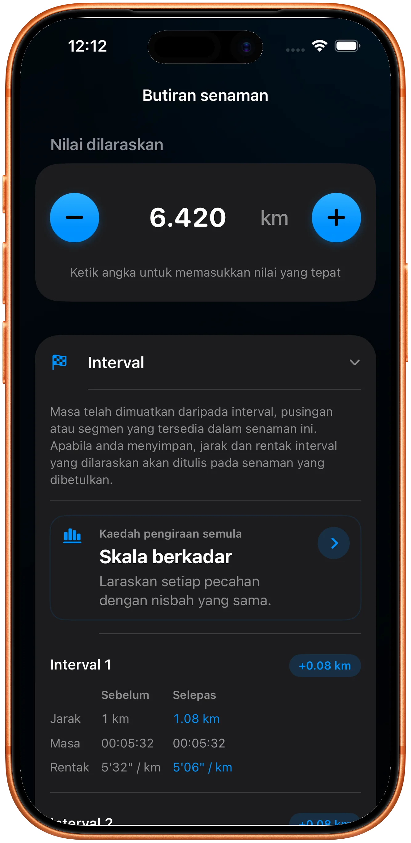 Senarai selang diskala semula mengikut kadar selepas pembetulan