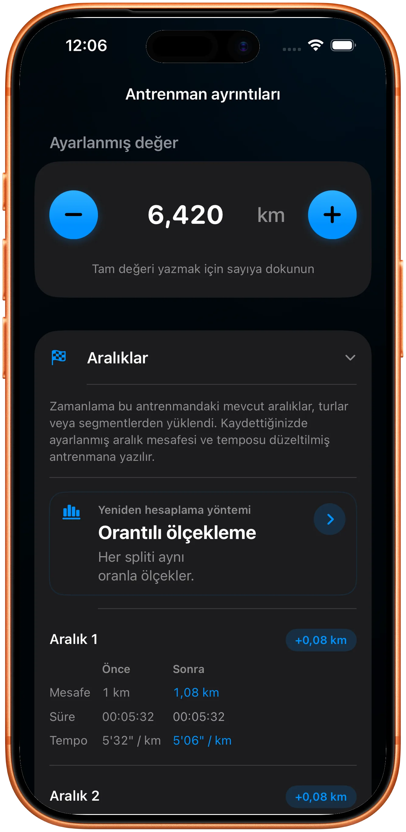 Düzeltmeden sonra orantılı olarak yeniden ölçeklenmiş bölüm listesi