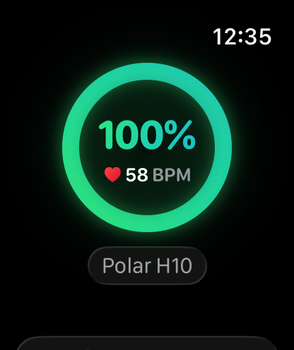 HRM Battery showing full strap battery and live heart rate