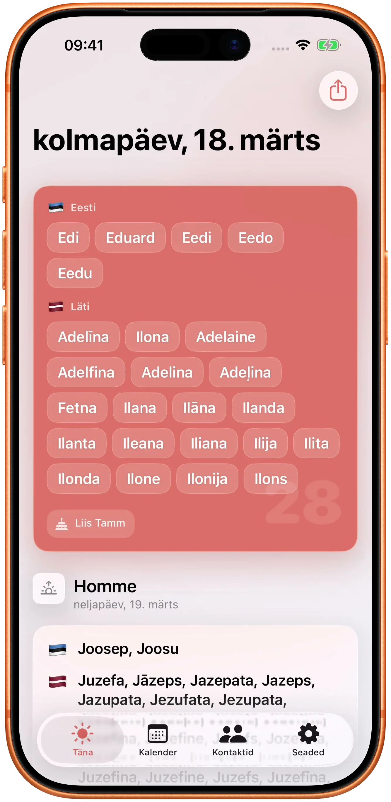 Tänased nimed, homsed ja pühad nende ümber.