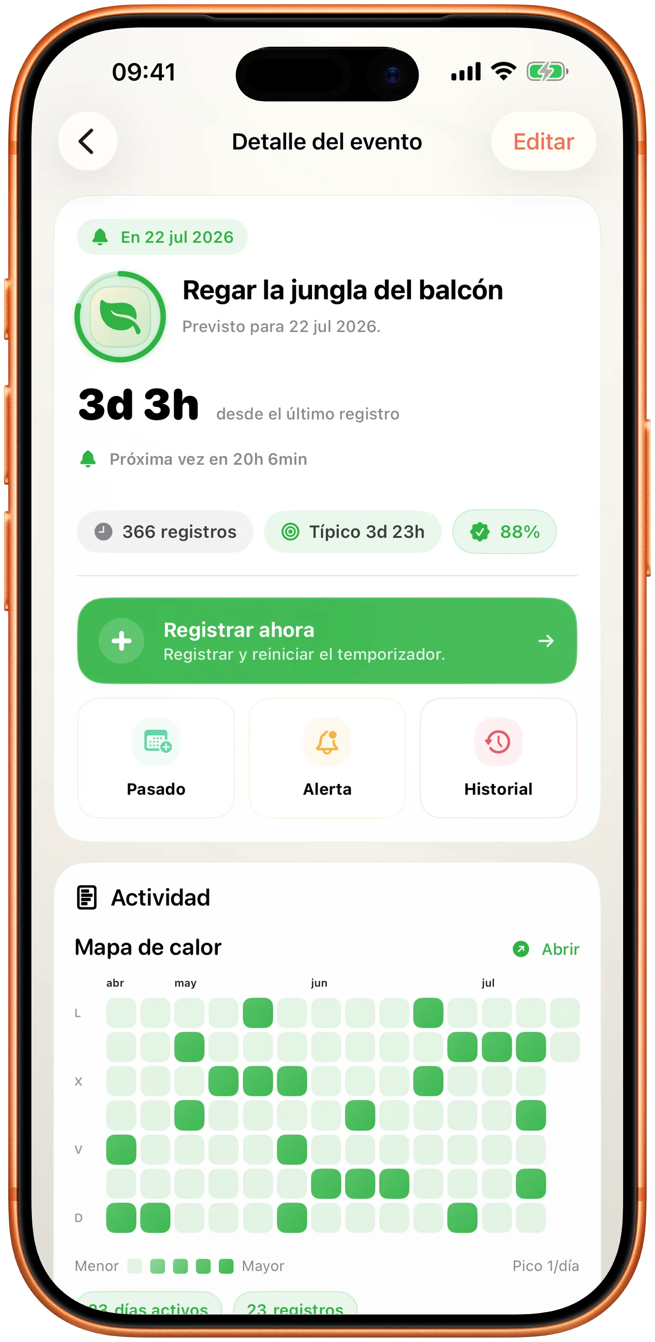 Detalle de un evento en Takt con un único botón Registrar ahora