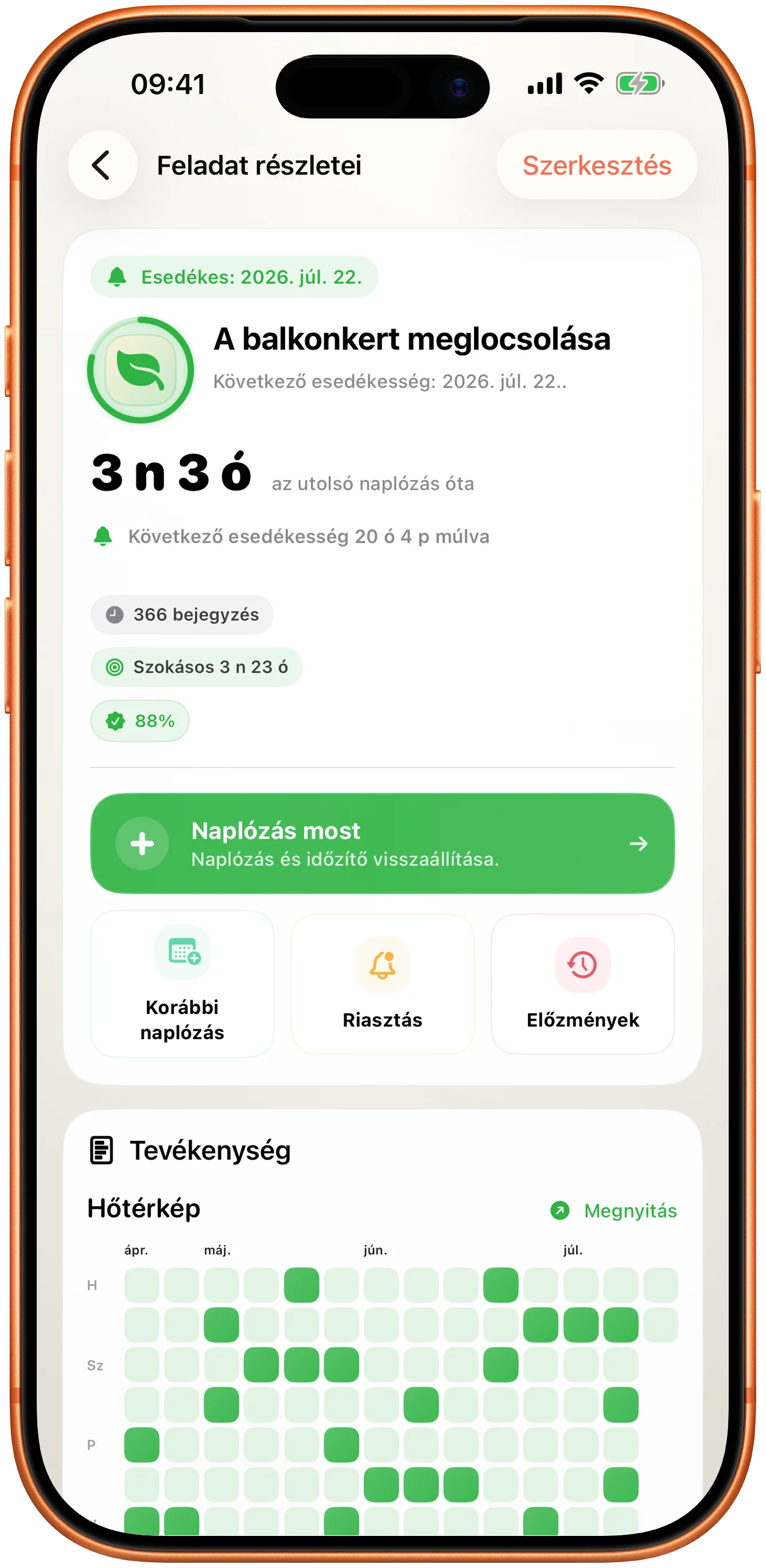 Egy esemény részletei a Taktban, egyetlen Rögzítés most gombbal