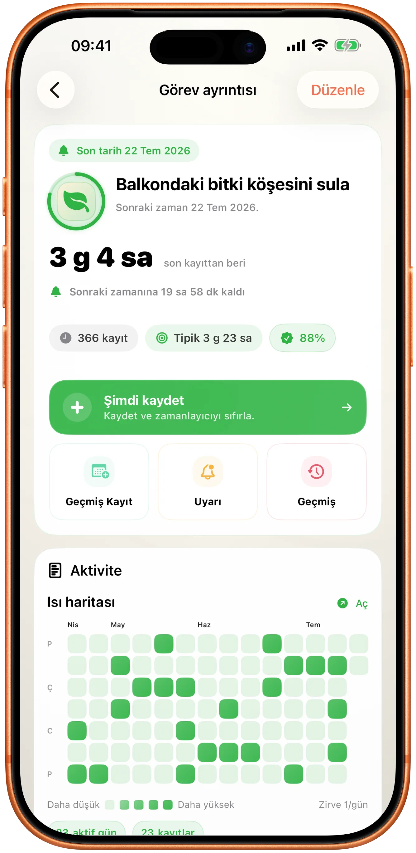 Takt'ta tek bir Şimdi kaydet düğmesi olan olay ayrıntısı