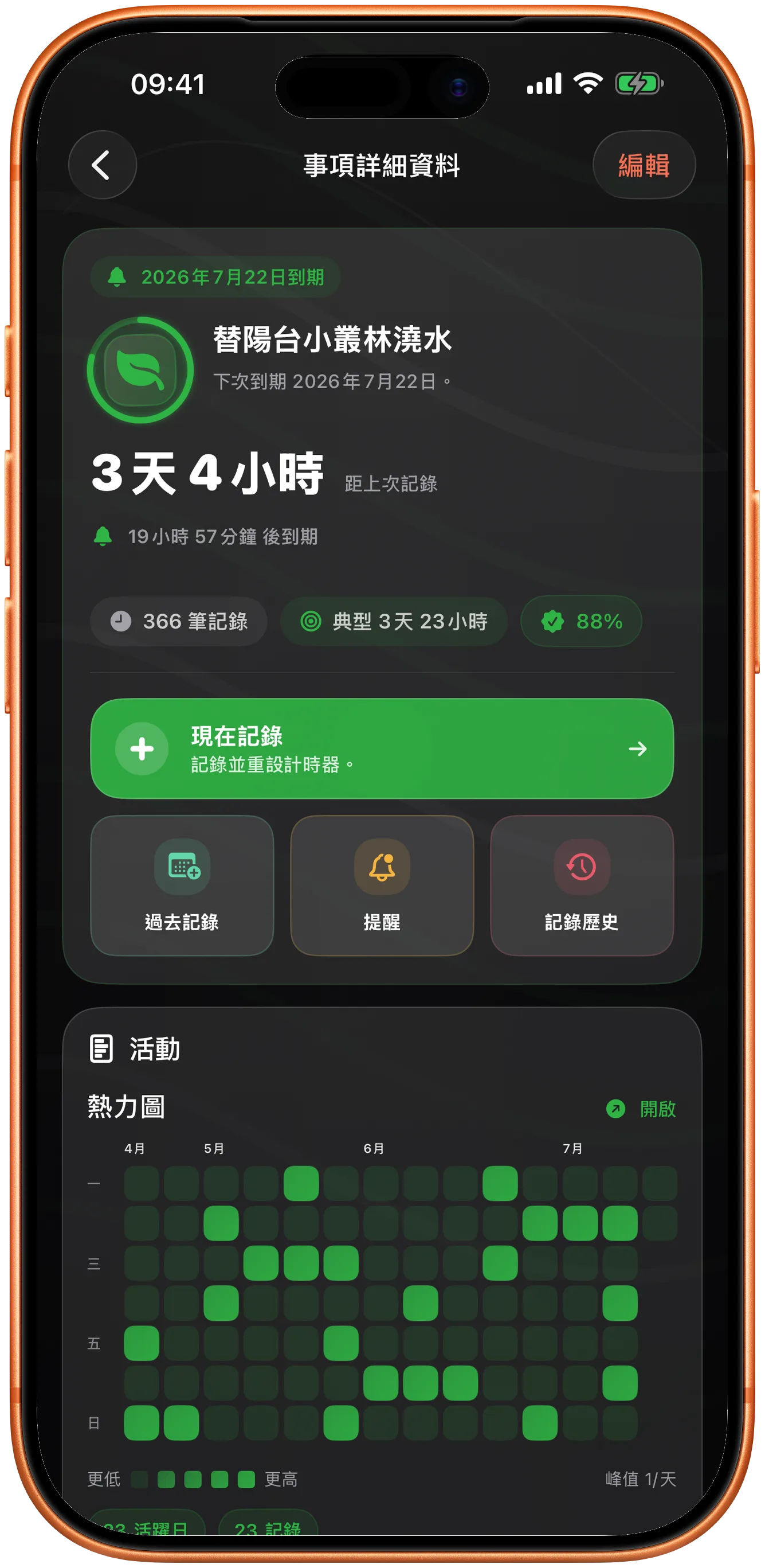 深色模式下的 Takt 項目詳細資料，顯示接下來輪到什麼